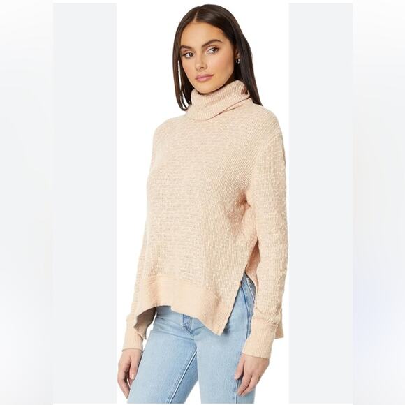 FREE PEOPLE Tommy Turtleneck sweater Toasted Almond cream neutral knit fall M - Picture 3 of 10